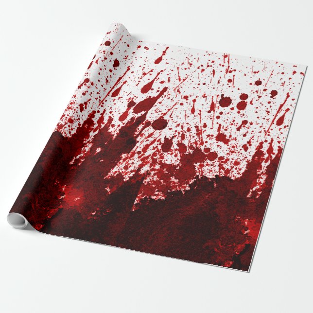 60lb Wrapping Paper Roll Blood Splatter Vampire Go (Unrolled)