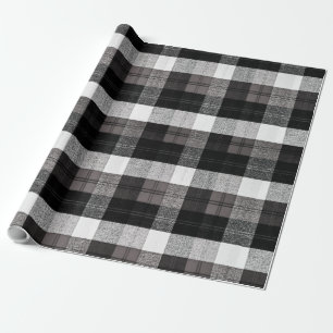 60lb Wrapping Paper Roll Xmas Baffalo Plaid Black