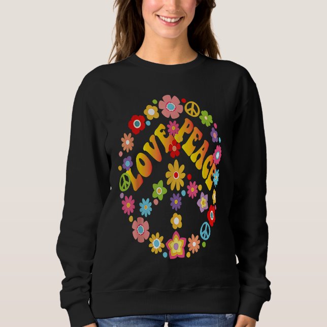 60s70s Tie Dye Peace Sign Hippie Sign Love Sweatshirt (Front)