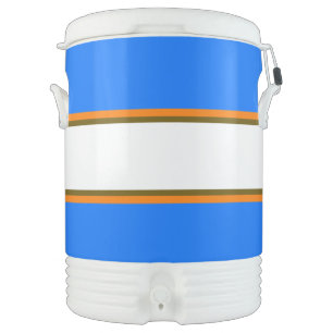 60s 70s Bright Blue Orange White Racing Stripes Beverage Cooler