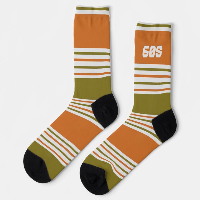 60s 70s Cute classy retro Colors and stripes Socks (Left)