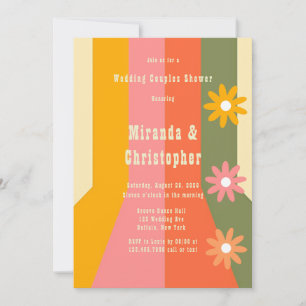 60s 70s Groovy Stripes Wedding Couples Shower Invitation