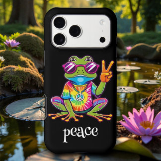 60s 70s Hippy Hippie Peace Frog iPhone 17 Pro Max Case