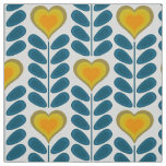 60s 70s mod retro heart flowers v2 fabric