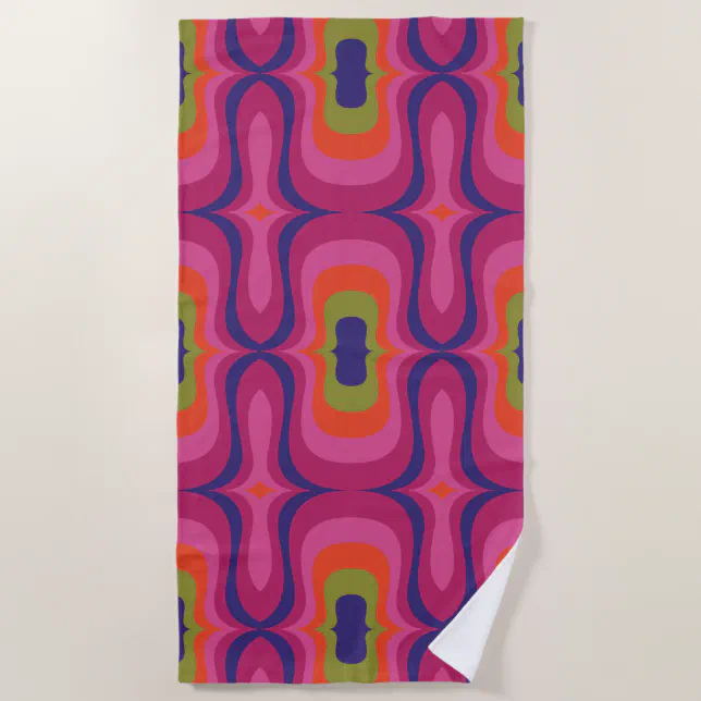 60s 70s mod retro pattern s beach towel | Zazzle