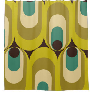 60s 70s mod retro pattern shower curtain