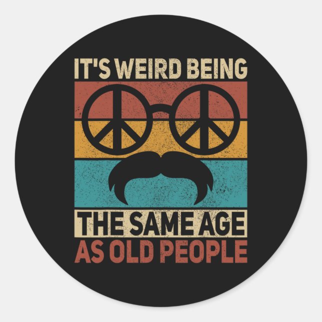 60s 70s Outfit Hippie Dad Birthday Grandpa Fathers Classic Round Sticker (Front)