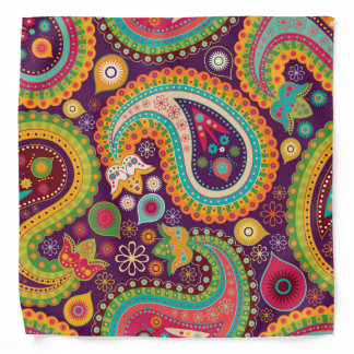 60s 70s Retro Colorful Purple Paisley Bandana