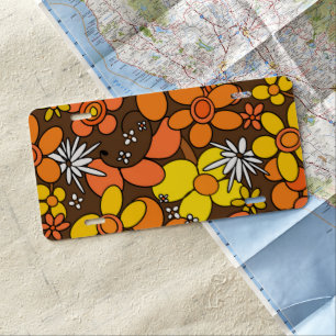 60s 70s Retro Flower Glam #1 #floral #decor #art License Plate