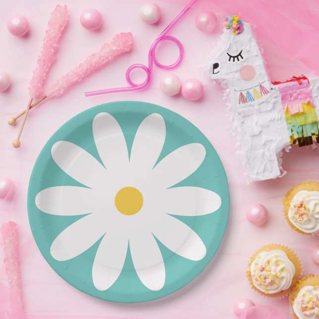 60s 70s retro flower paper plates (Party)