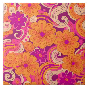 60s 70s retro flower tile