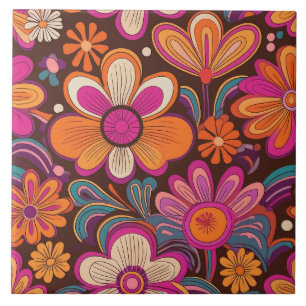 60s 70s retro flower tile