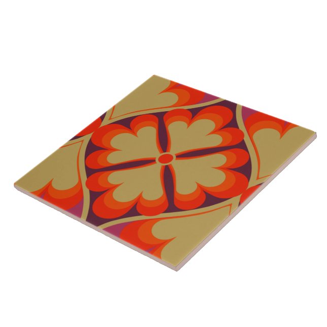 60s 70s retro pattern ceramic tile (Side)