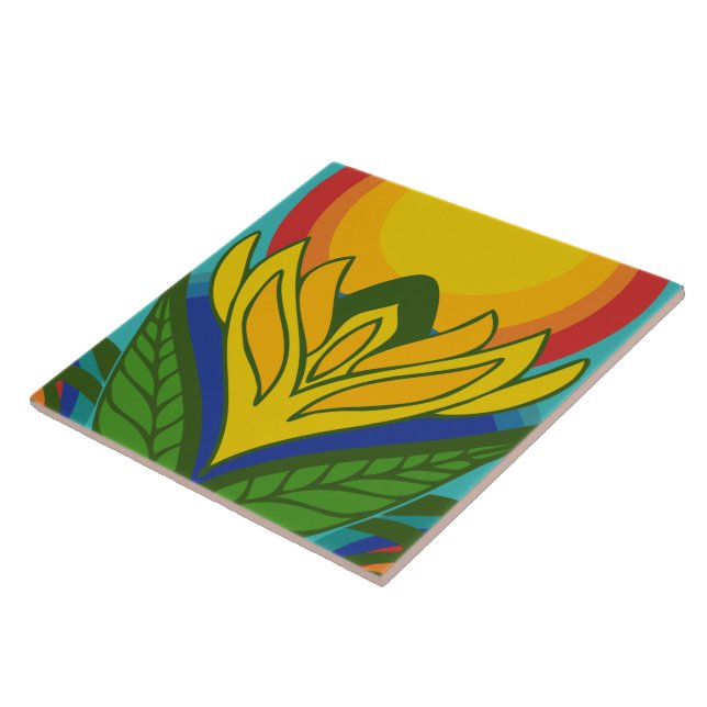 60s 70s retro pattern ceramic tile (Side)