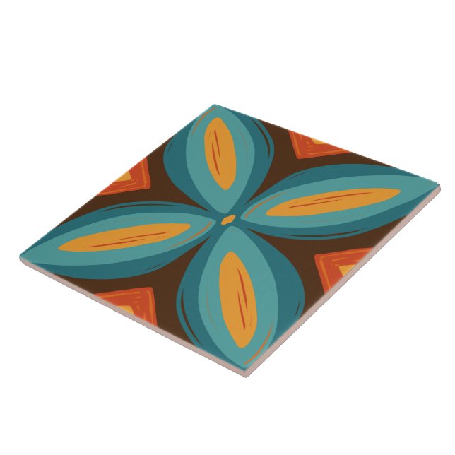 60s 70s retro pattern ceramic tile (Side)