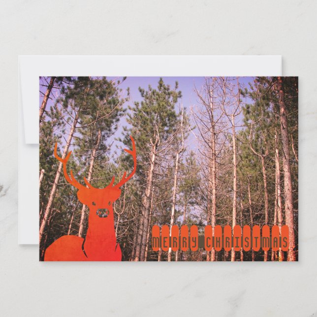 60's 70's retro reindeer merry Christmas Holiday Card (Front)