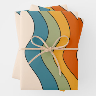 60s 70s Retro stripes Wrapping Paper Sheets