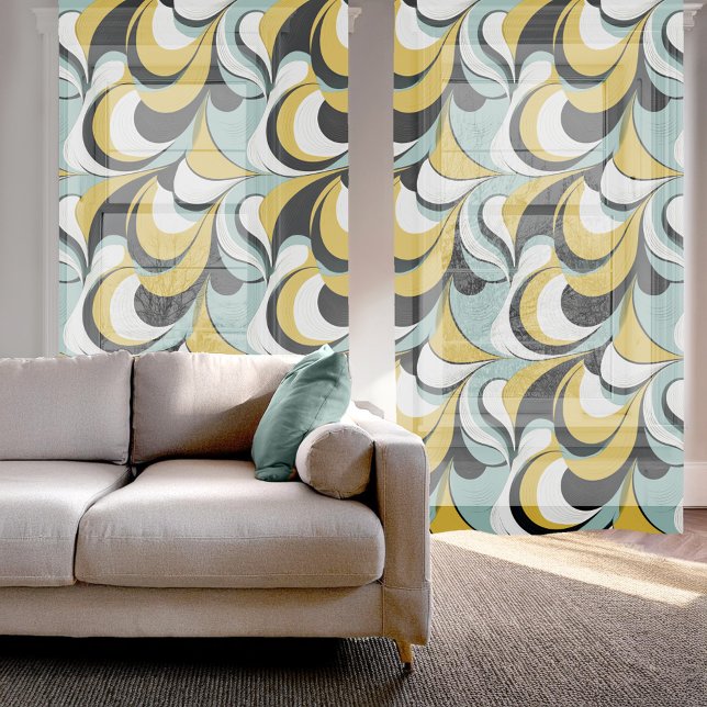 60s 70s Vibe Retro Swirls Abstract Pat#3 ID1069 Sheer Curtains (Creator Uploaded)