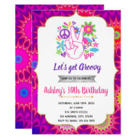 60s birthday theme invitation