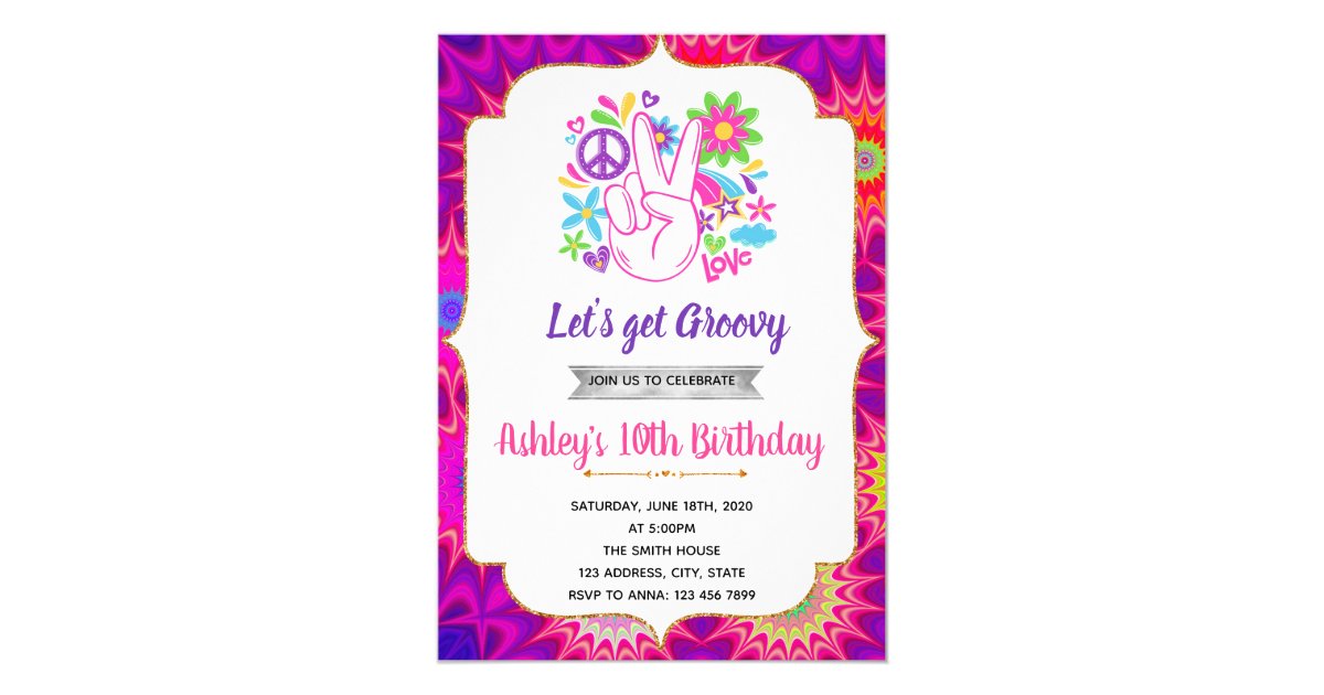 60s birthday theme invitation | Zazzle.com