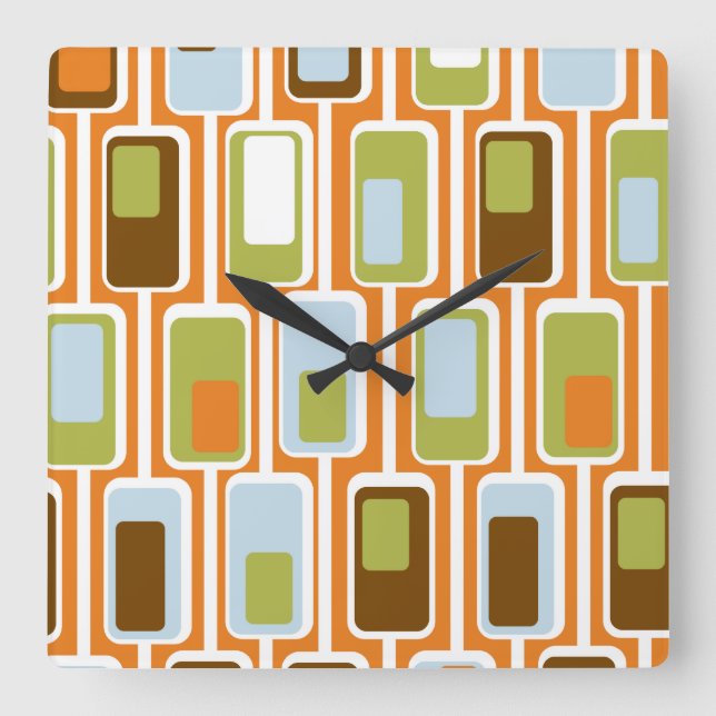 60s Boxes Square Wall Clock (Front)