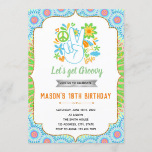 60s boy birthday theme invitation