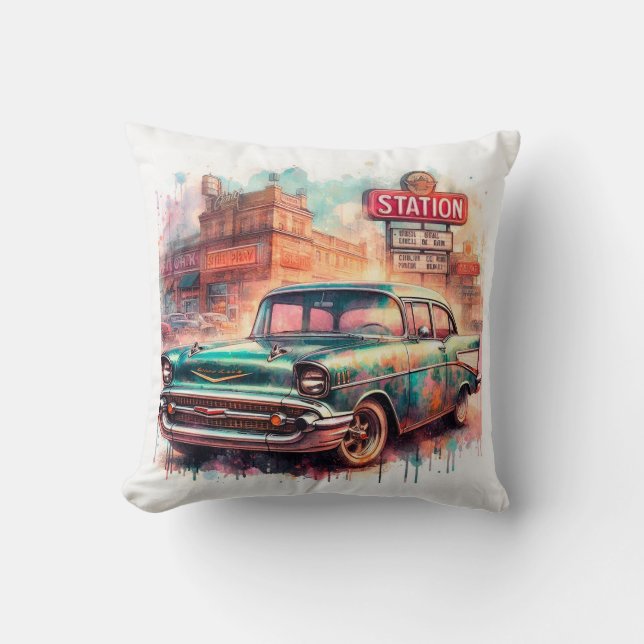 60s car throw pillow (Front)
