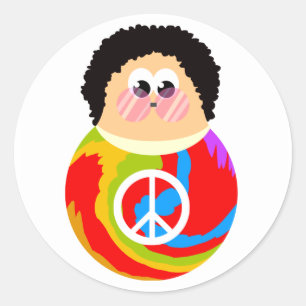 60's Child Funny Cartoon Peace Kid Classic Round Sticker