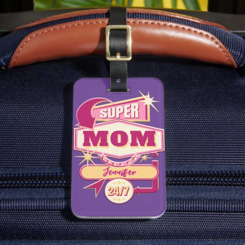 60s Diner Style Super Mom Diner Sign Luggage Tag