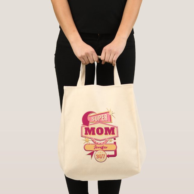 60s Diner Style Super Mom Diner Sign Tote Bag (Front (Product))