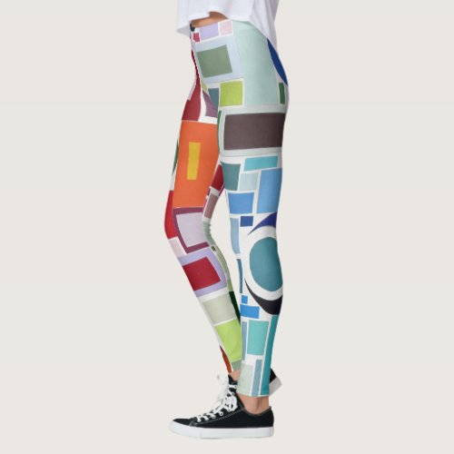 60s Disco Retro Color Chart Collage Abstract Leggings