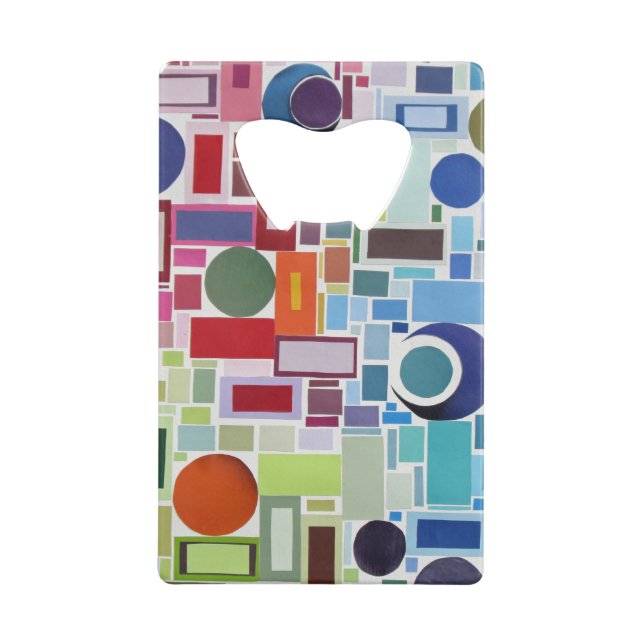 60's Disco Retro Mosaic Collage Abstract Credit Card Bottle Opener (Back)