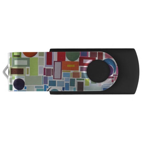 60s Disco Retro Mosaic Collage Abstract Flash Drive