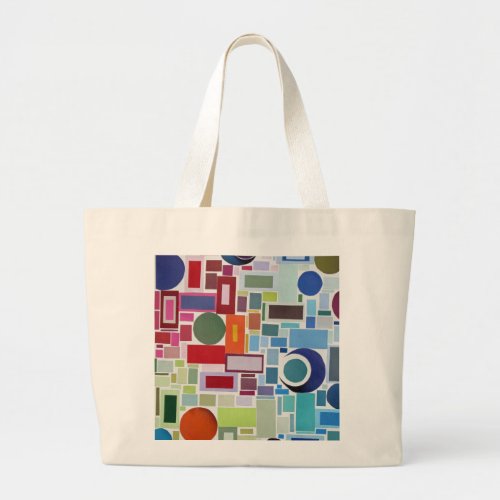 60s Disco Retro Mosaic Collage Abstract Large Tote Bag