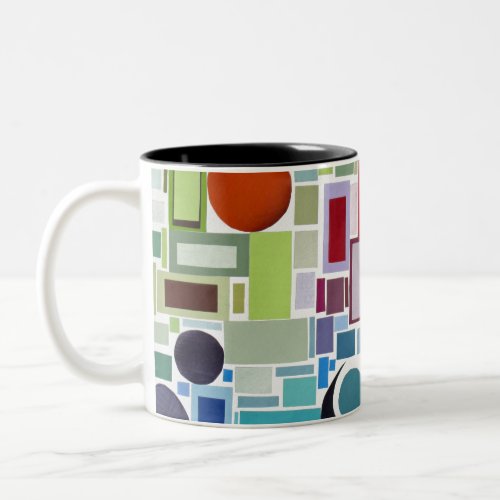 60s Disco Retro Mosaic Collage Abstract Two_Tone Coffee Mug