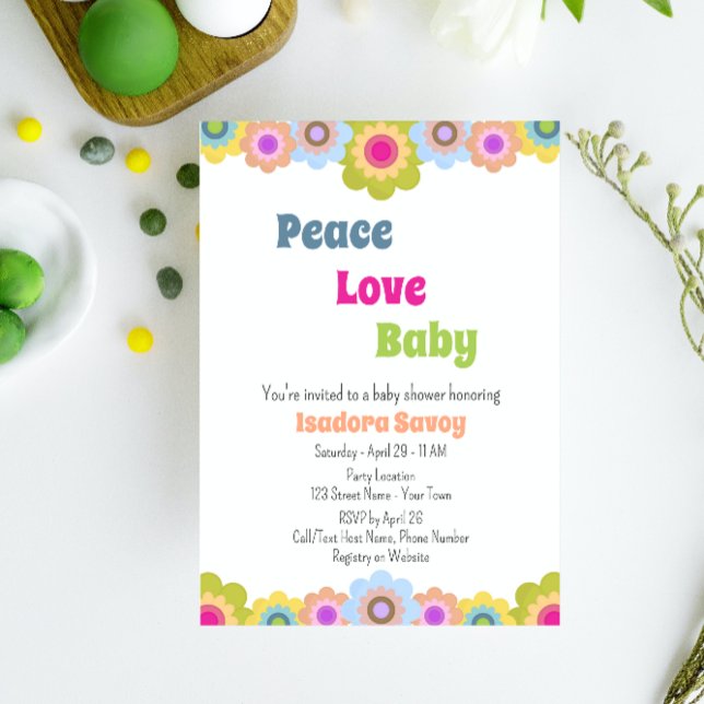 60s Flower Power Baby Shower Invitation (Creator Uploaded)