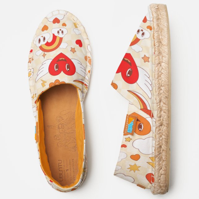  60s groovy pop art valentine rainbow cloud angel espadrilles (Side)