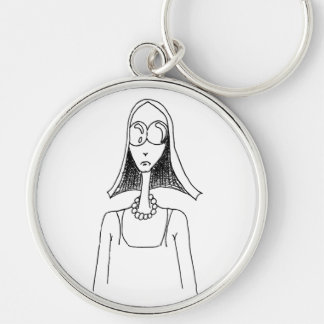 60s Hippie Girl wearing Sunglasses Keychain