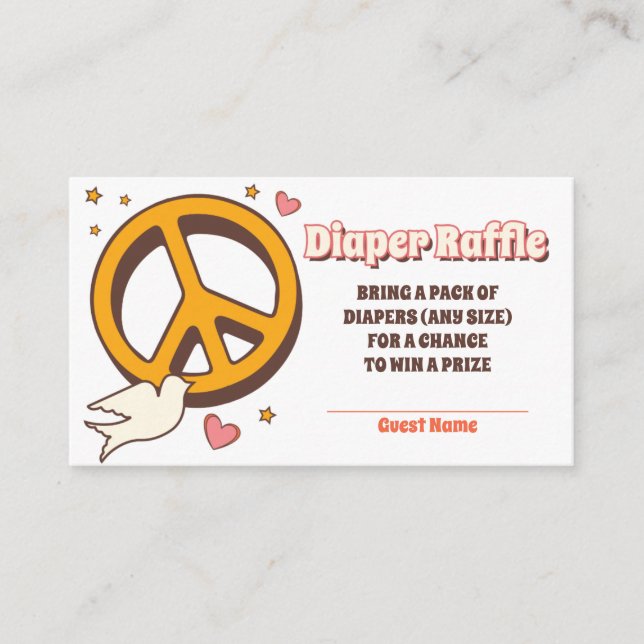 60s Hippie Party Baby Shower - Diaper Raffle  Enclosure Card (Front)