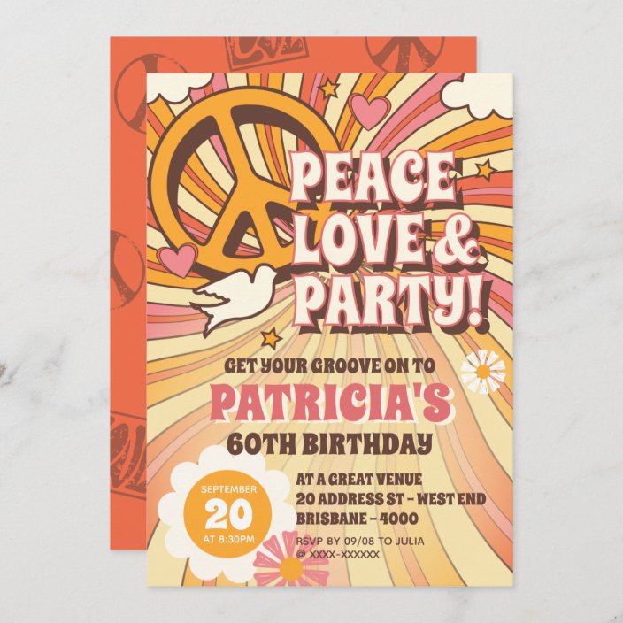 60s Hippie Party Invitation