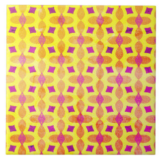 60s Inspired Distressed Yellow Retro Summer Ceramic Tile