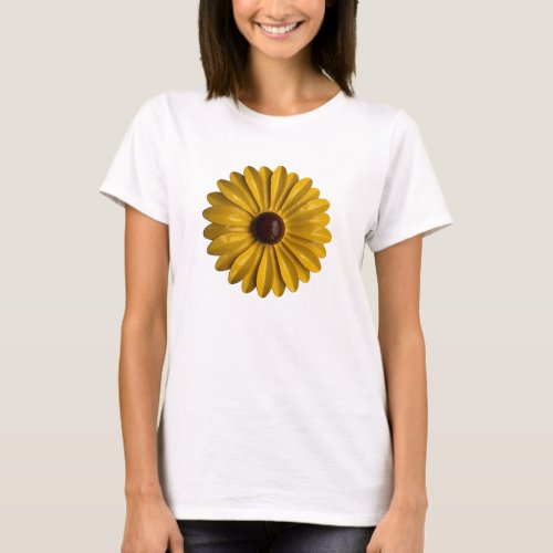 60s MOD Hippie Yellow Daisy Flower Trendy Fashion T_Shirt