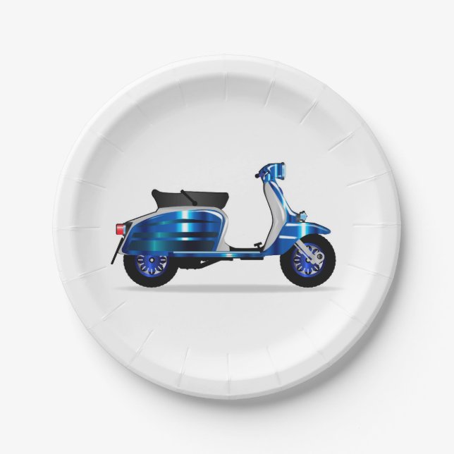 60s Motor Scooter Paper Plates (Front)