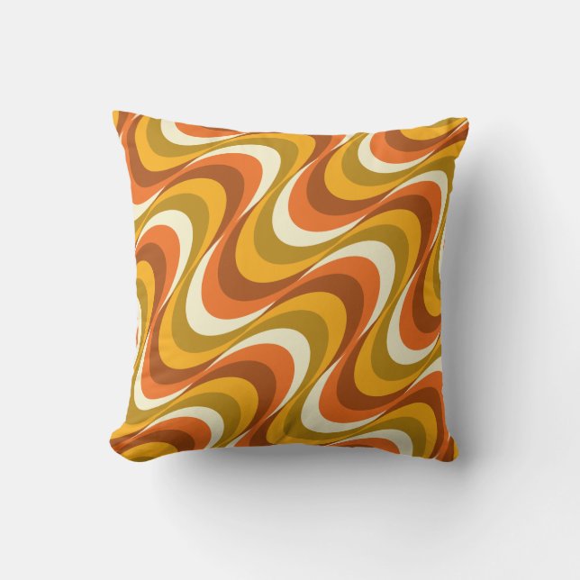 60's orange waves throw pillow (Front)