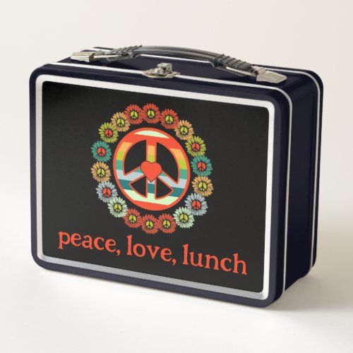 60s Peace Hippie Hippy Metal Lunch Box