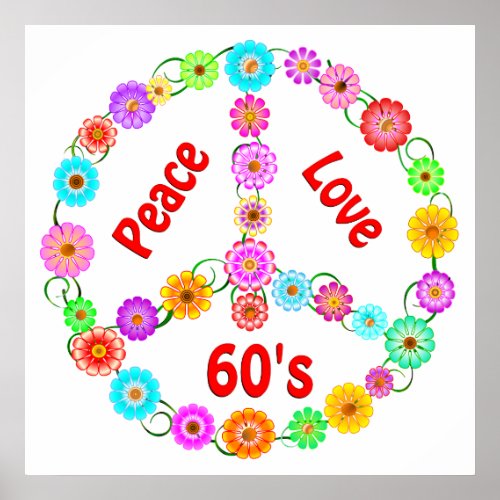 60s Peace Love Poster