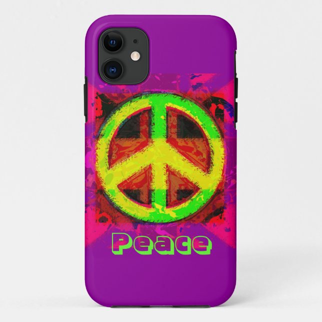 60's Peace Sign Retro Art iPhone Case (Back)