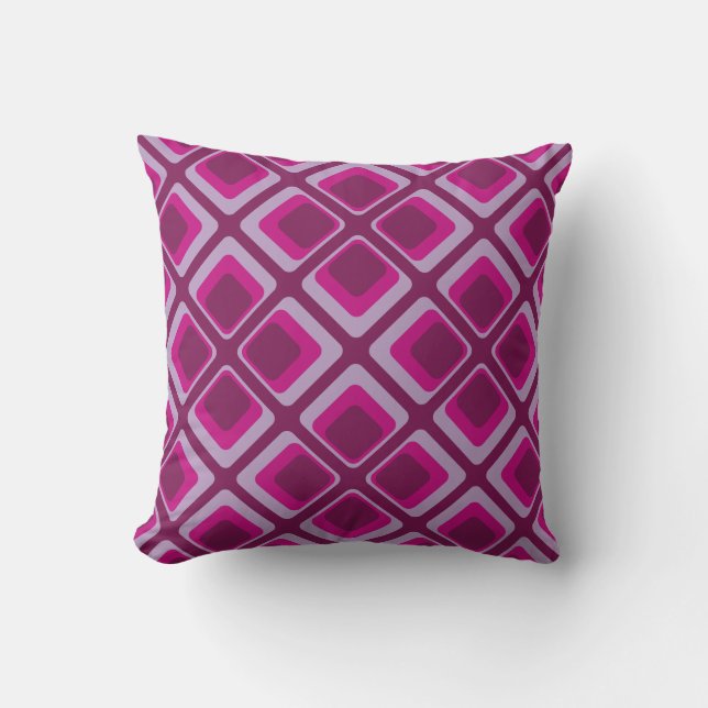 60's pink and purple squares throw pillow (Front)