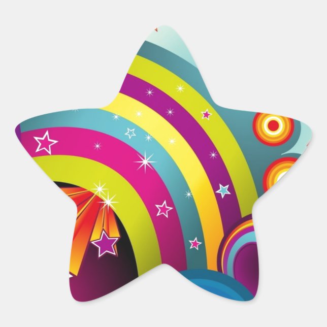 60s Psychedelic Explosion Star Sticker (Front)