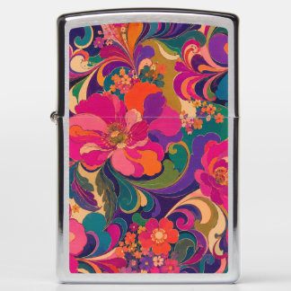 60s Pyschedelic Floral Luxe Jewel Tone Zippo Lighter